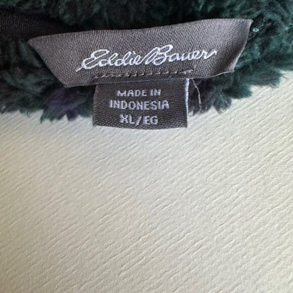 Eddie Bauer - Pullover Plaid Sherpa Fleece Snap Neck Kangaroo Pocket Men's XL - Picture 8 of 8